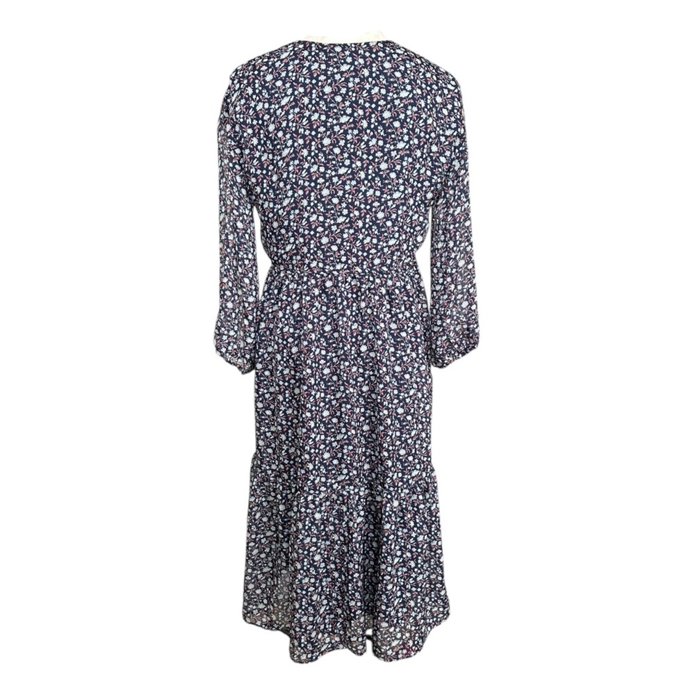 Madewell Tie-Waist Midi Dress in Harvest Vine Deep Navy Floral V- Size Small - Picture 7 of 16